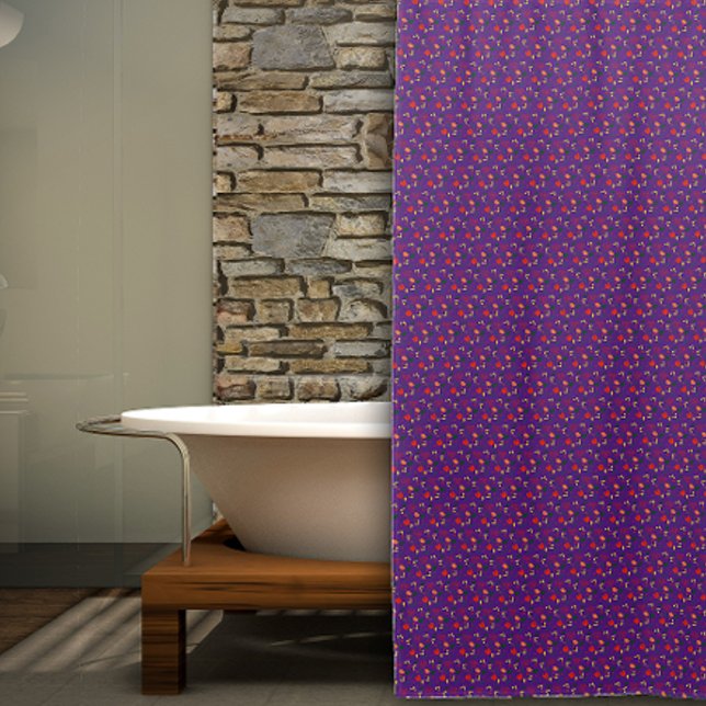 Purple red Pattern wildflower Shower Curtain (Creator Uploaded)