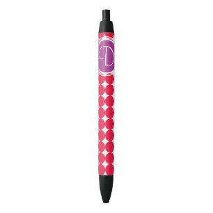 Purple & Red Polka Dot Monogram Pen