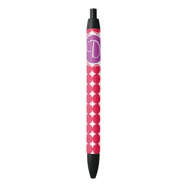 Purple & Red Polka Dot Monogram Pen (Front Vertical)