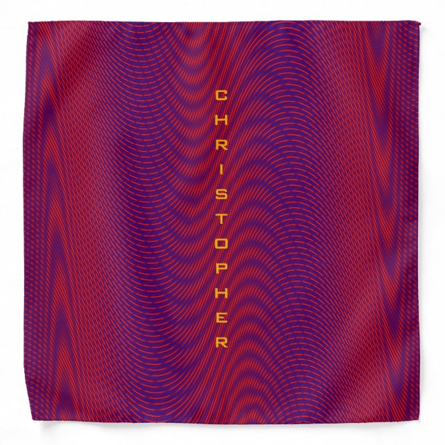 Purple & Red Psychedelic Fire Stripes, Rad Trippy Bandana (Front)