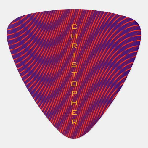 Purple  Red Psychedelic Fire Stripes Rad Trippy Guitar Pick