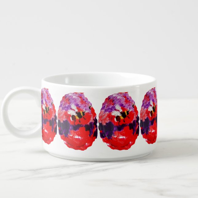Purple Red Retro Pattern Flower Bees Bowl (Right)