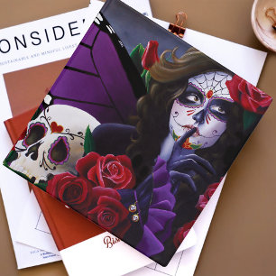 Purple Red Roses Sugar Skull Fairy Day Dead 3 Ring Binder