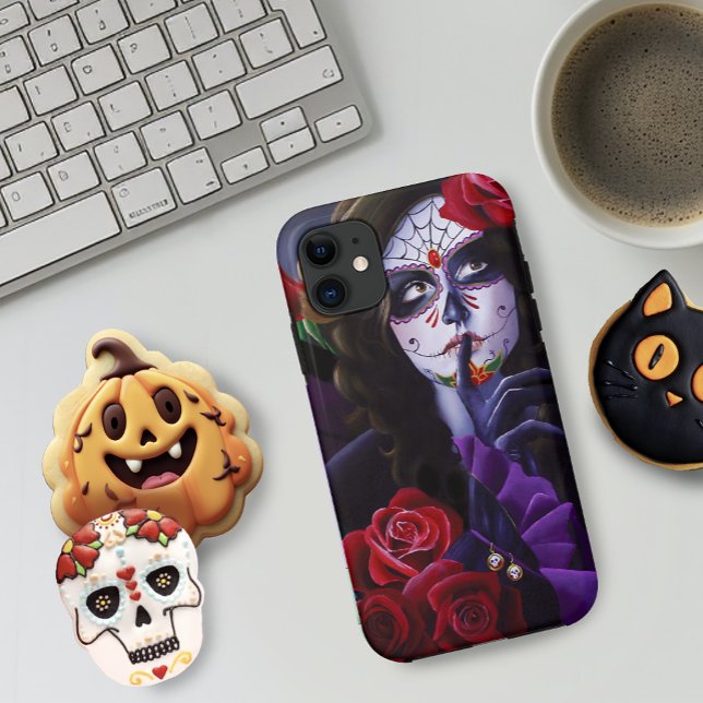 Purple Red Roses Sugar Skull Fairy Day Dead Case-Mate iPhone Case (Creator Uploaded)