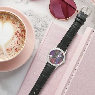 Purple Red Roses Sugar Skull Fairy Day Dead Watch