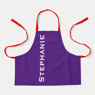Purple, Red Straps, Jumbo Name,  Apron