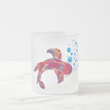 Purple Red Sunset Koi Fish and Bubbles Frosted Mug