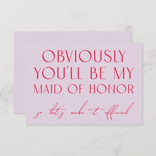 Purple  Red Will You Be My Maid of Honor Proposal Invitation