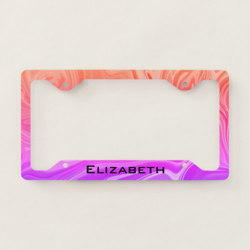 Purple Red Yellow Abstract Personalized Name License Plate Frame