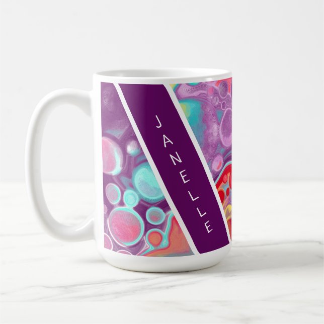 Purple, Red, Yellow, Blue Abstract personalized Coffee Mug (Left)