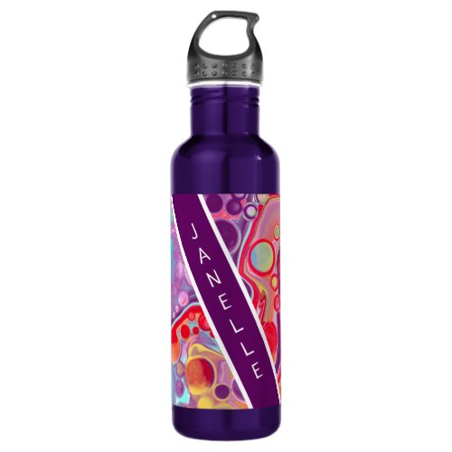 Purple Red Yellow Blue Abstract personalized  Stainless Steel Water Bottle