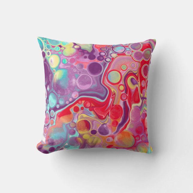 Purple, Red, Yellow, Blue Abstract Throw Pillow (Front)