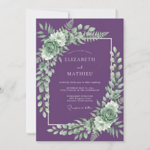 Purple Refined Botanical Wedding Invitation