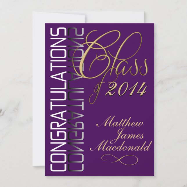 Purple Reflection  Formal Graduation Party Invitation (Front)