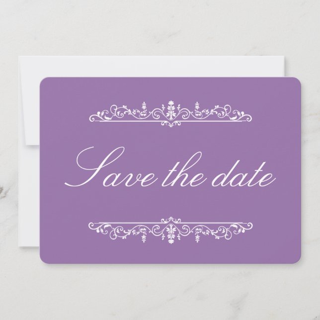 Purple Regency Style Elegant Save the Date  (Front)