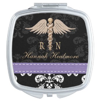 Purple Registered Nurse Rn Caduceus Mirror For Makeup by cutecustomgifts at Zazzle