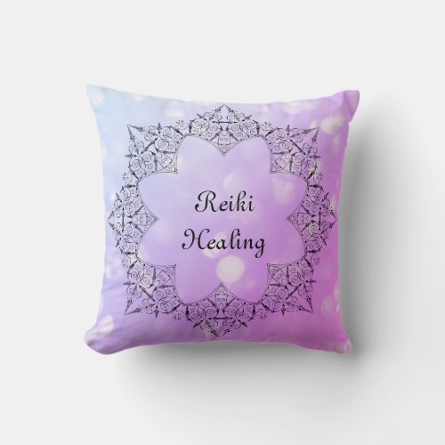 Purple Reiki Healing design Throw Pillow