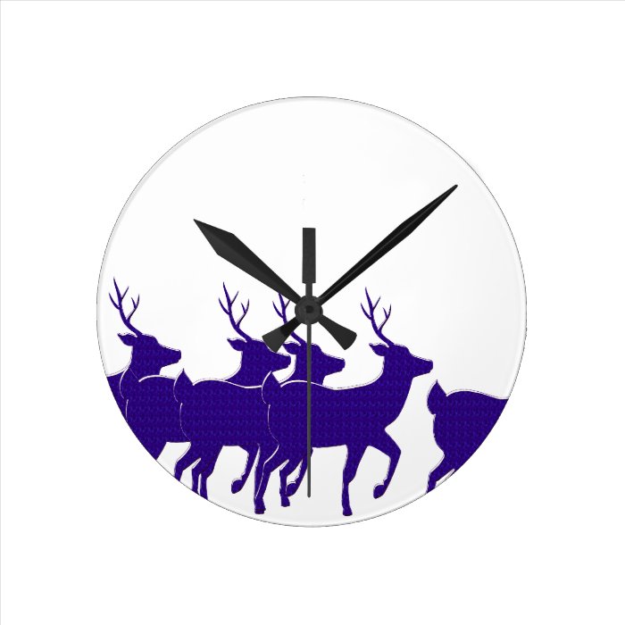 purple reindeer across the bottom round wallclock