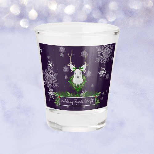 Purple Reindeer Christmas Shot glass