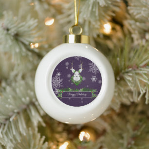Purple Reindeer Framed Ornament