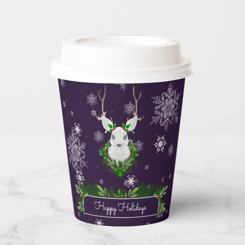 Purple Reindeer Paper Cup