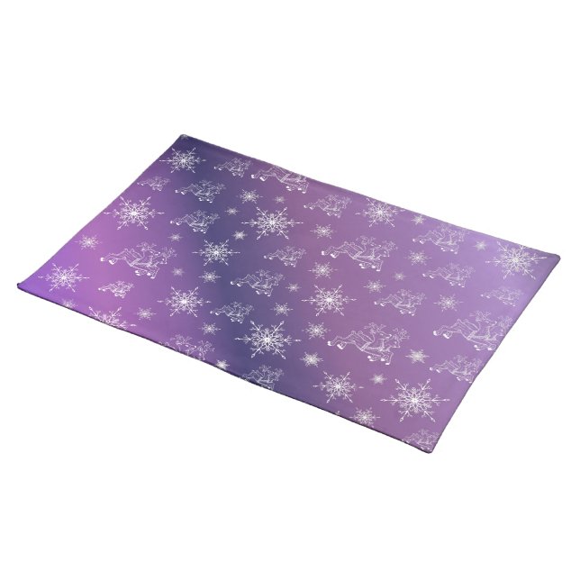 purple,reindeer, star, stars, snowflake, christmas cloth placemat (On Table)