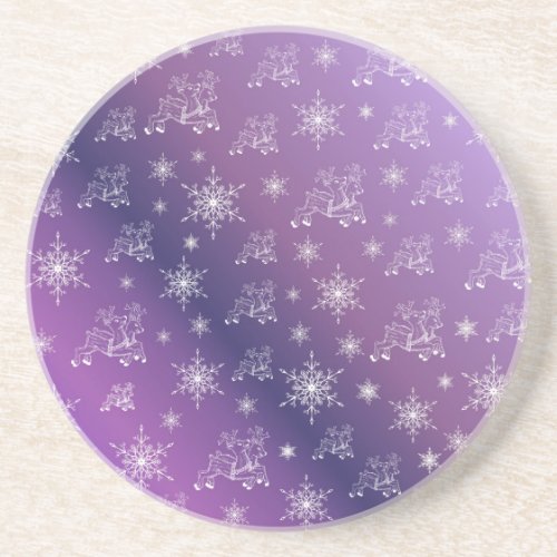 purplereindeer star stars snowflake christmas coaster