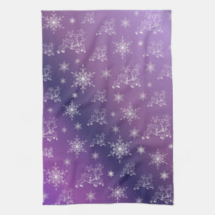 purple,reindeer, star, stars, snowflake, christmas kitchen towel