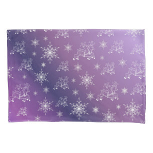 purple,reindeer, star, stars, snowflake, christmas pillow case