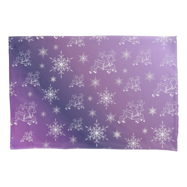 purple,reindeer, star, stars, snowflake, christmas pillow case (Front)