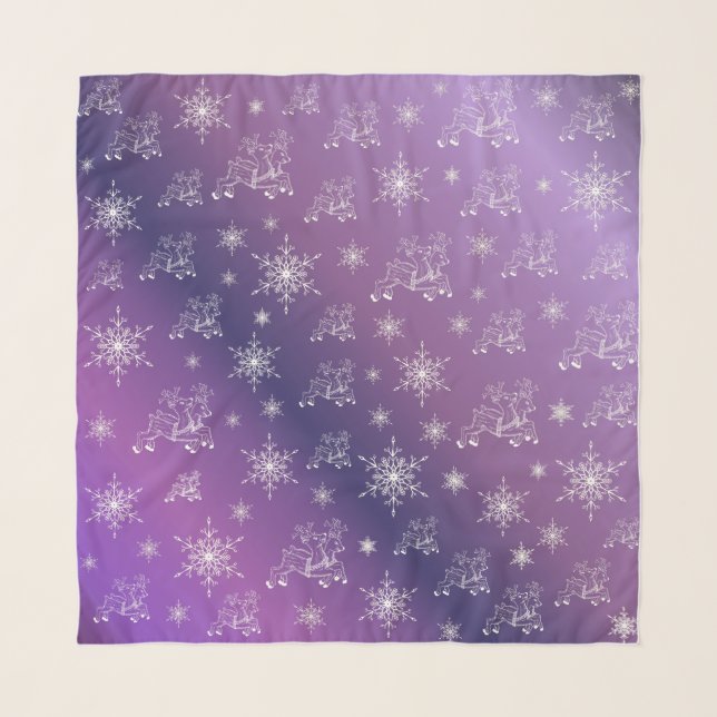 purple,reindeer, star, stars, snowflake, christmas scarf (Front)