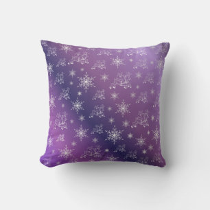 purple,reindeer, star, stars, snowflake, christmas throw pillow