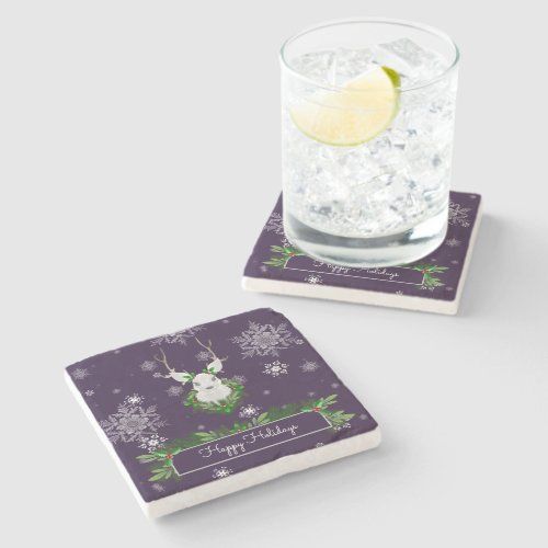 Purple Reindeer Stone Coaster