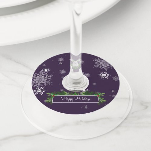 Purple Reindeer Wine Glass Tags