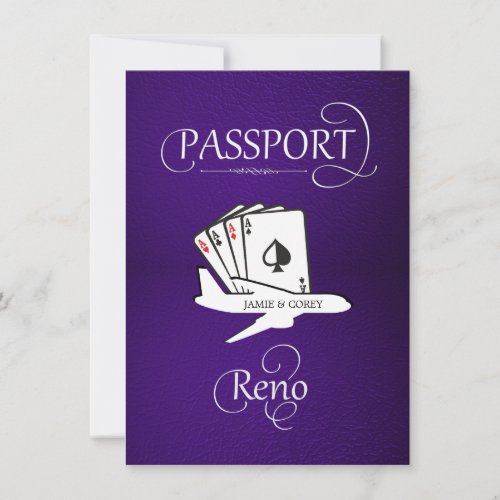 Purple Reno Passport Save the Date Card