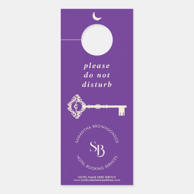Purple Rental Apartment House Keeping Door Hanger