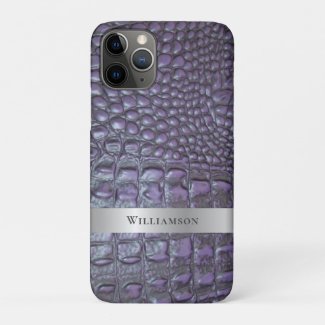 Purple Reptile Digital Leather Silver Metal