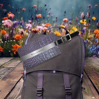 Purple Reptile Digital Leather Silver Metal