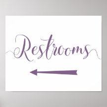 Purple Restrooms Arrow Sign - Left Arrow Direction