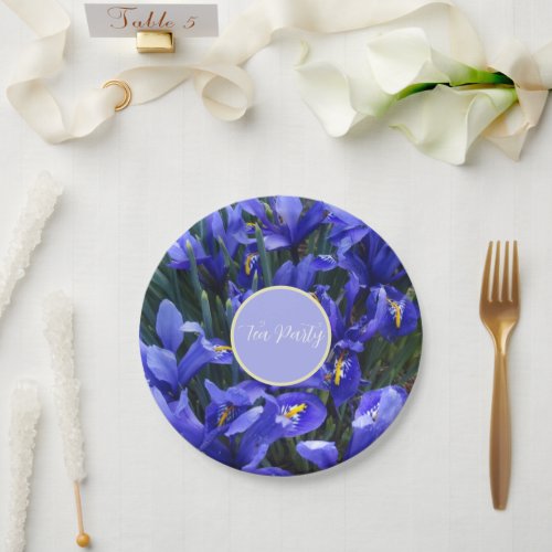 Purple Reticulated Iries Floral Tea Party Paper Plates