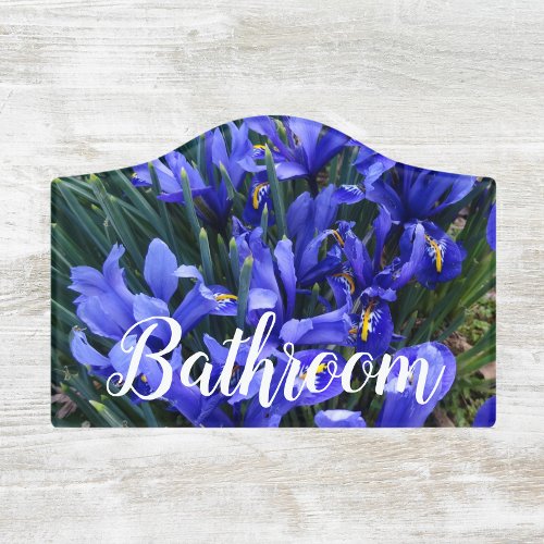 Purple Reticulated Irises Floral Bathroom Door Sign