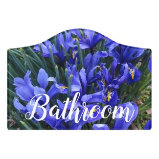 Purple Reticulated Irises Floral Bathroom Door Sign