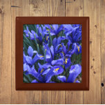 Purple Reticulated Irises Floral Gift Box<br><div class="desc">Store trinkets,  jewelry and other small keepsakes in this wooden gift box with ceramic tile that features a photo image of little,  purple Reticulated Irises,  commonly known as a Dwarf Iris. A lovely,  floral design! Select your gift box size and color.</div>