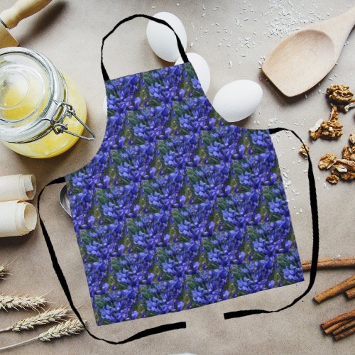 Purple Reticulated Irises Floral Pattern Apron