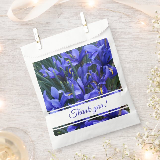 Purple Reticulated Irises Floral Thank You Favor Bag (Clipped)