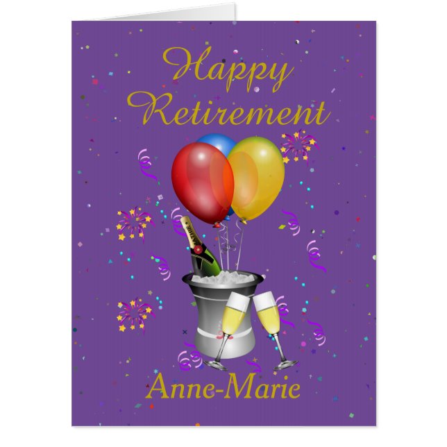 Purple Retirement Sparkling Wine Celebration Big Card (Front)