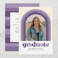 Purple Retro Arch Graduation Announcement