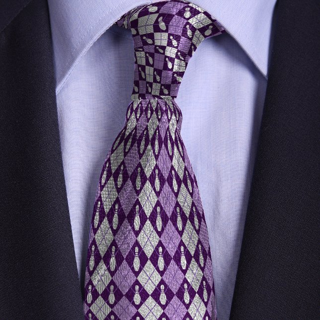 Purple Retro Argyle Bowling Pin Neck Tie (Creator Uploaded)