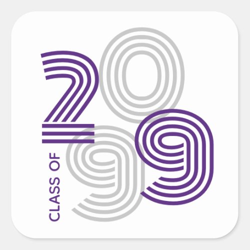 Purple Retro Big Numbers Class of Square Sticker