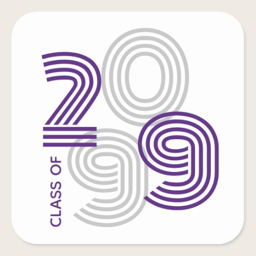 Purple Retro Big Numbers Class of Square Sticker